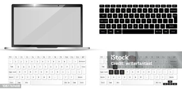 Modern Realistic Laptop And Keyboards Notebook Mockup Vector Illustration Stock Illustration - Download Image Now