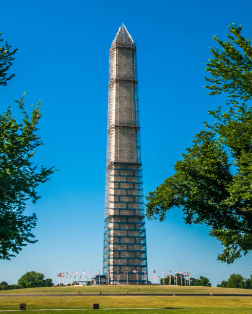 istock Washington Monument with scaffolding for repair 1087772474