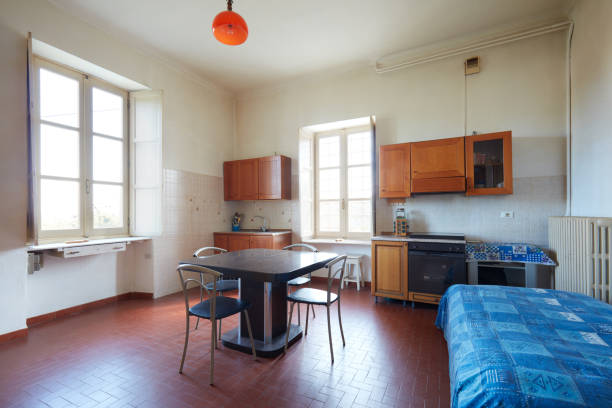 istock Old kitchen in normal apartment interior in country house 1087779856