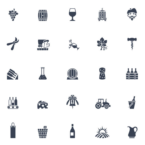 ilustrações de stock, clip art, desenhos animados e ícones de winery icons - vintner