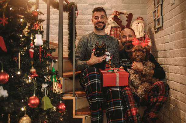 Gay Couple Celebrating Christmas