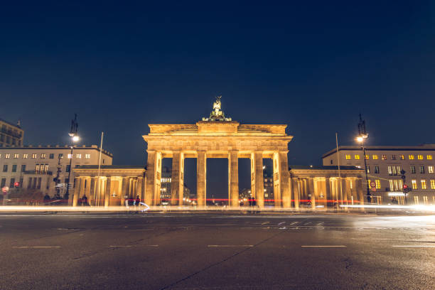istock Backside of the Brandenburg Gate at night 1087821276