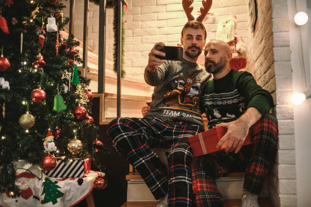 istock Gay Couple At Christmas Time 1087823482