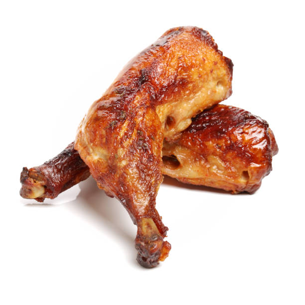 istock Chicken: Roast chicken leg on a white background 1087823894