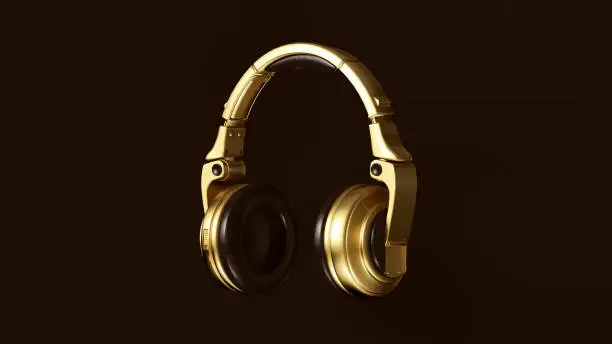Gold Modern Headphones 3D illustration 3d render