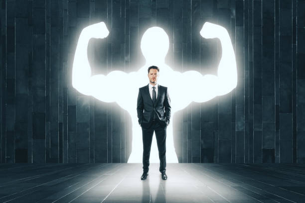 istock Businessman with muscly arms 1087841812