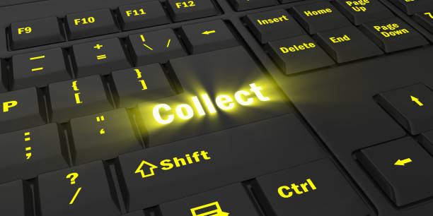 istock yellow glowing Collect key on black keyboard 1087849756