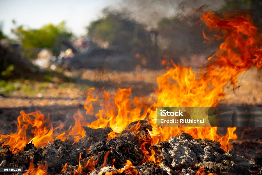 Fire For Garbage Fire Flame Burning Garbage To Air Pollution In Industry Stock Photo ...