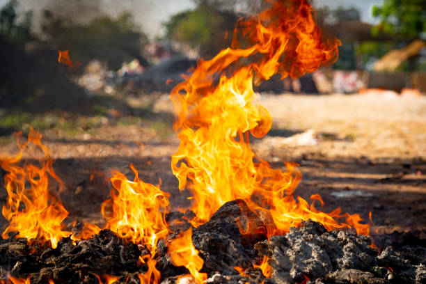 istock Fire flame burning garbage to air pollution in industry 1087852366