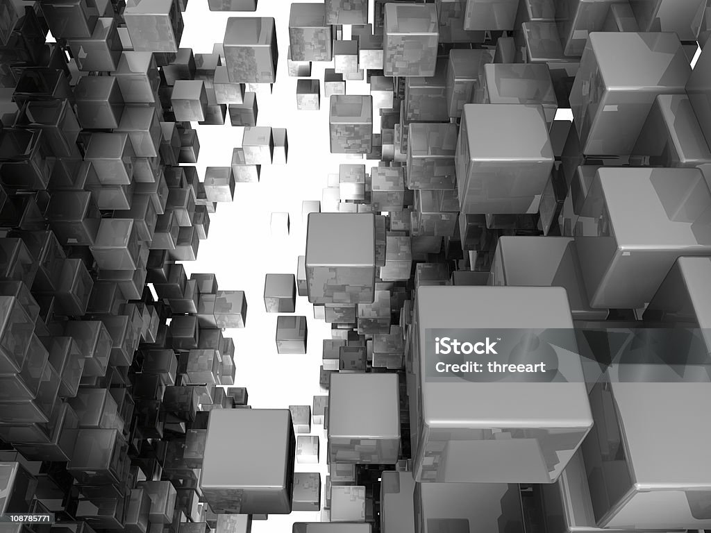 Among The Cubes Among the crowd of reflective cubes, 3d render Abstract Stock Photo