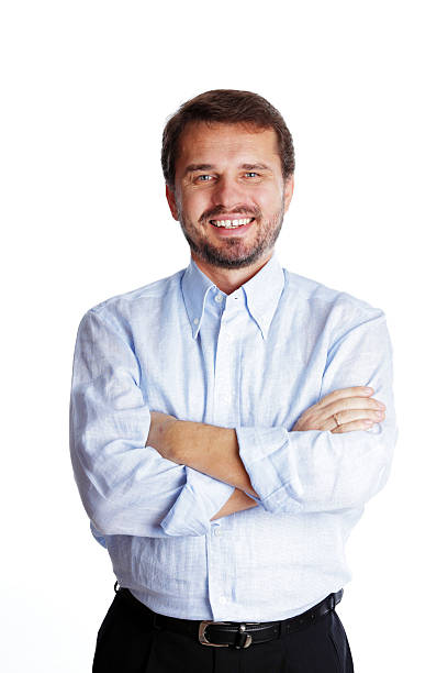 istock Happy mature businessman with arms folded 108786032