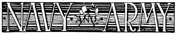 istock Victorian black and white bold lettering page header with the word Army and Navy ; The Navies & Armies of the World 1898 1087863554