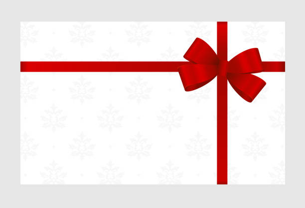 istock Invitation, Greeting or Gift Card With Red Ribbon And A Bow  on Decorative Elements  background.  Gift Voucher Template with  place for text. 1087863920
