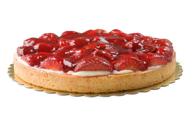 istock Strawberry tart on white background 1087875470