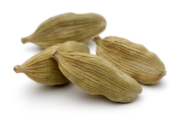 istock Green cardamom pods isolated on white background 1087876508