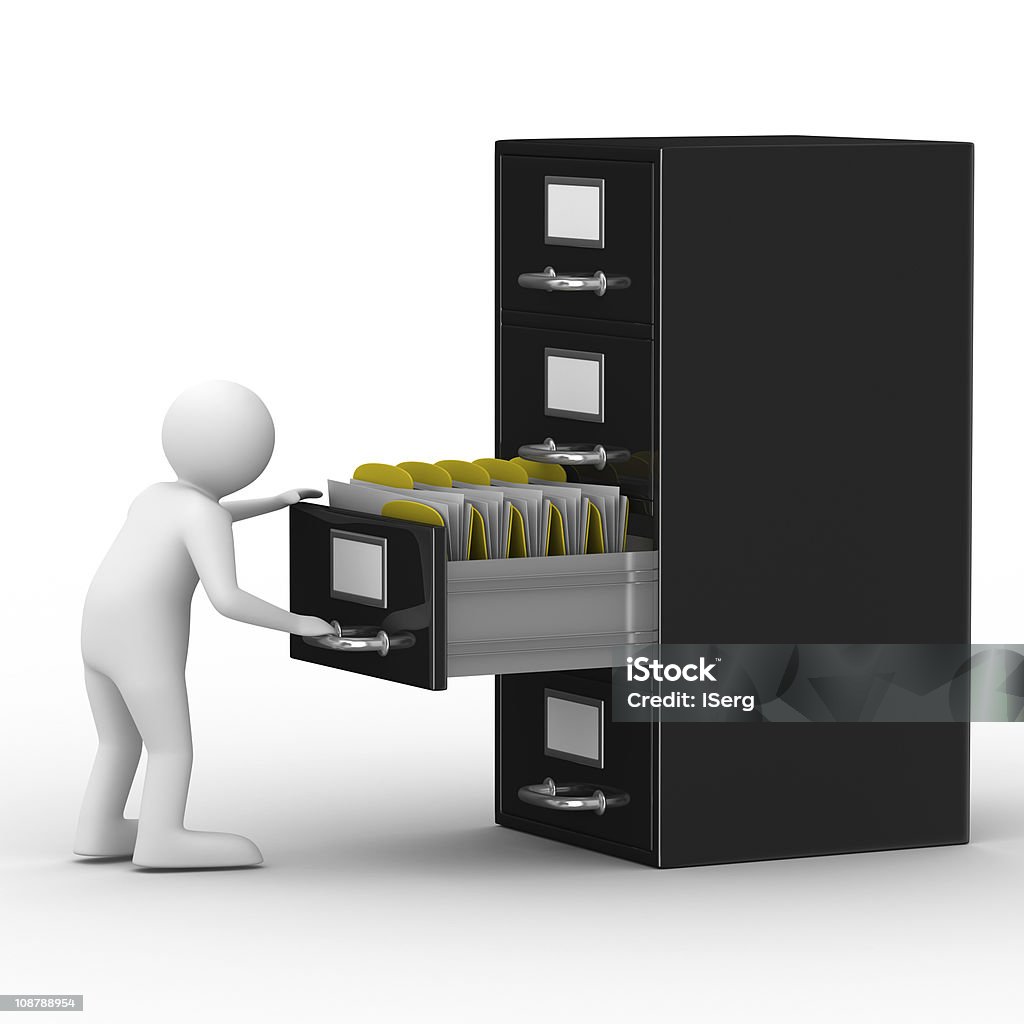 Aktenschrank auf weiß. Isolierte 3D-Bild - Lizenzfrei Informationsmedium Stock-Foto