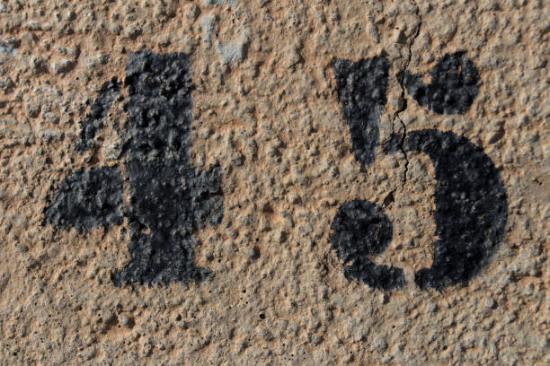 istock number forty five painted stencil on concrete wall 1087906622
