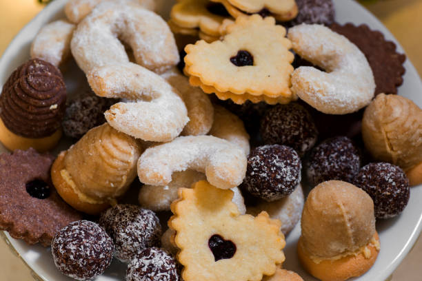 istock Christmas sweets in various shapes on plate. 1087919860
