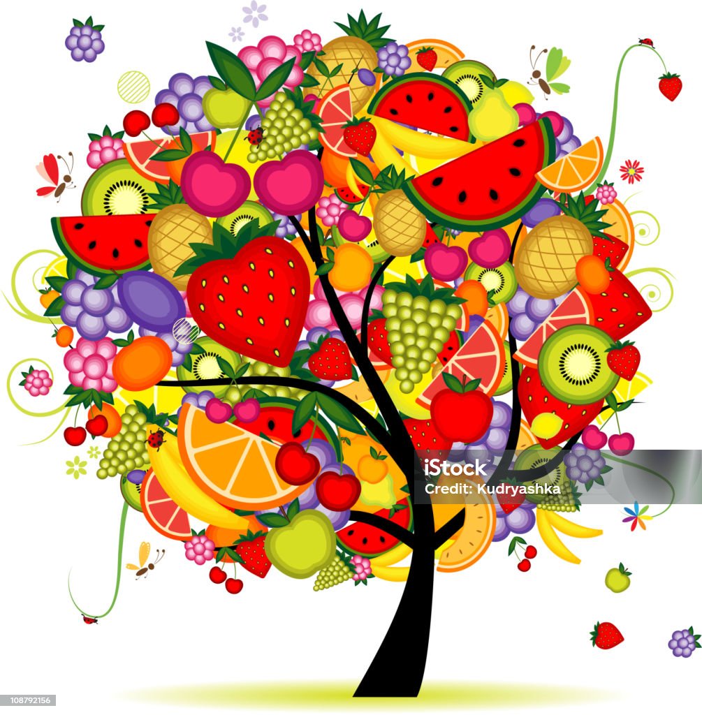 Энергия Плодовое дерево для вашего дизайна - Векторная графика Абрикос роялти-фри