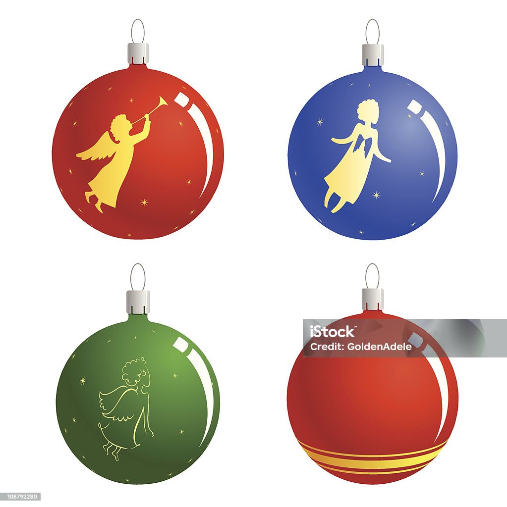 Bolas de Navidad con los ángeles - arte vectorial de Celebración - Ocasión especial libre de derechos