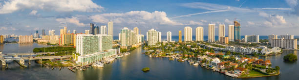 istock Aerial panorama Sunny Isles Beach residential islands 1087923886