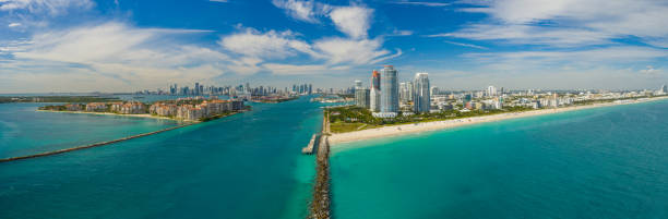 istock Aerial drone panorama Miami Beach Florida 1087923940