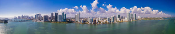 istock Amazing ultra panorama Downtown Miami Edgewater beautiful blue cloudy sky 1087924054