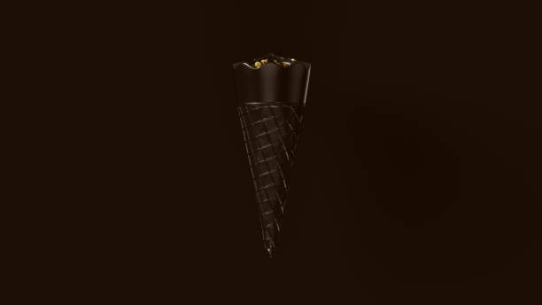 istock Black Ice Cream with Black Cone and  Gold Chocolate Chips 1087925978