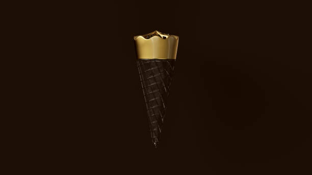 istock Gold Leaf Ice Cream with Black Cone and Black Chocolate Chips 1087927058