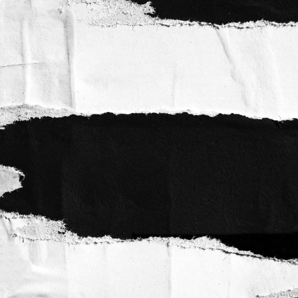 papel en blanco blanco negro viejo rasgado rasgado arrugó texturas grunge de arrugada carteles cartel fondos de telón de fondo - paint rough peeling grunge fotografías e imágenes de stock
