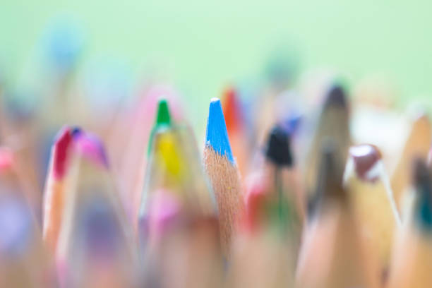 Color pencil collection set palette as innovation and creativity concept background
