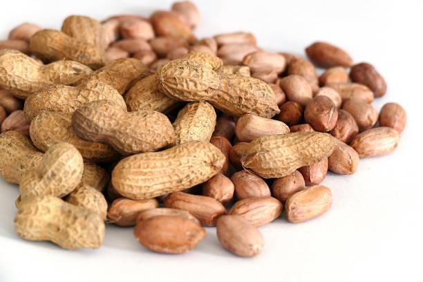 istock shelled and unshelled dry groundnut on white background, 1087934578