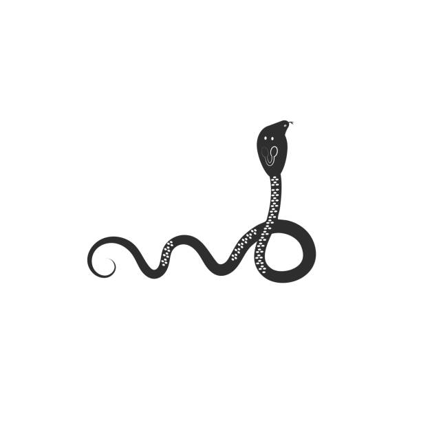 コブラのフラット スタイル アイコン。異なるデザインのかわいい文字。シンプルなシルエットのピクトグラム。 - rattlesnake snake nature animals and pets点のイラスト素材／クリップアート素材／マンガ素材／アイコン素材