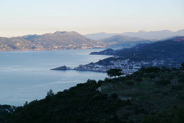 istock View over the coastline at sunset in Samos, Greece 1087959338