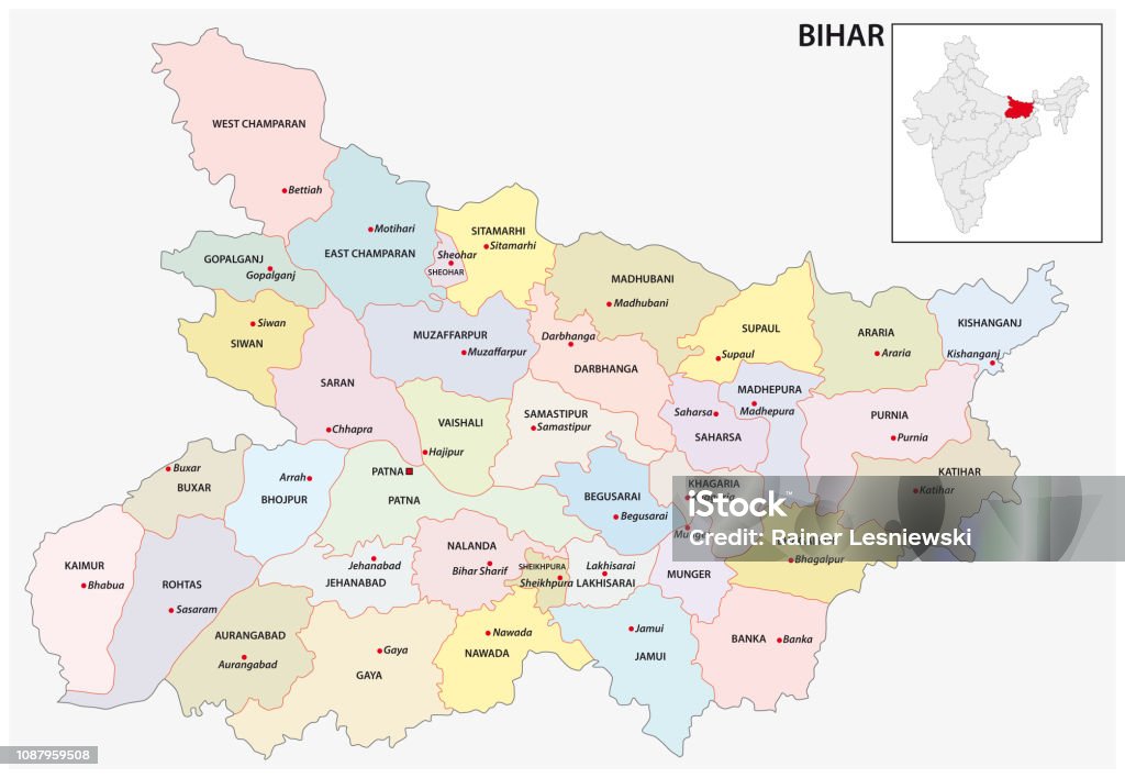Bản Đồ Hành Chính Và Chính Trị Của Bang Bihar Ấn Độ Hình minh họa Sẵn có - Tải xuống Hình ảnh Ngay bây giờ - iStock