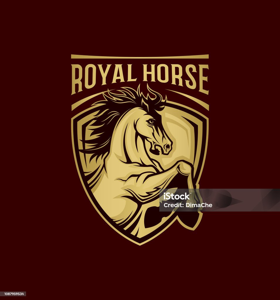 Horse symbol on shield - horse emblem with changeable text Royal horse symbol on shield - vector emblem with changeable text Horse stock vector