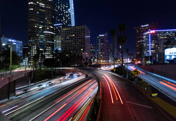 istock Freeway Traffic Lights at Night in DTLA 1087971938