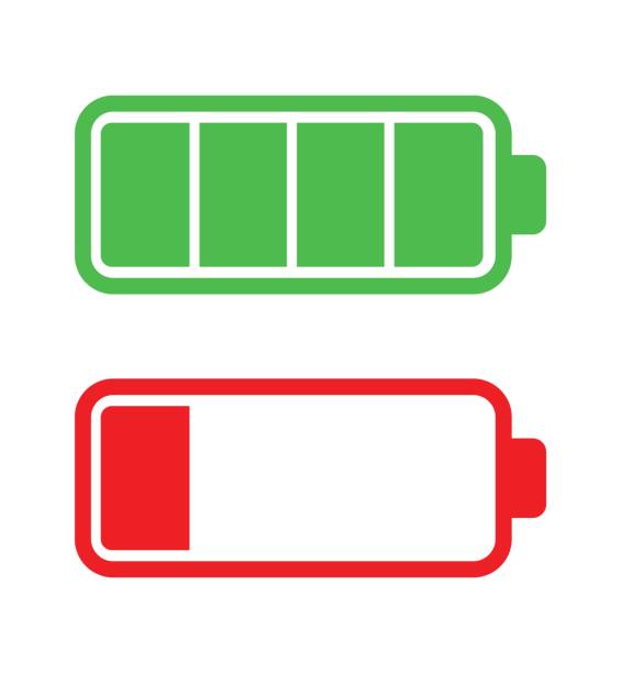 ilustrações de stock, clip art, desenhos animados e ícones de cell mobile phone battery charging colorful icons - low