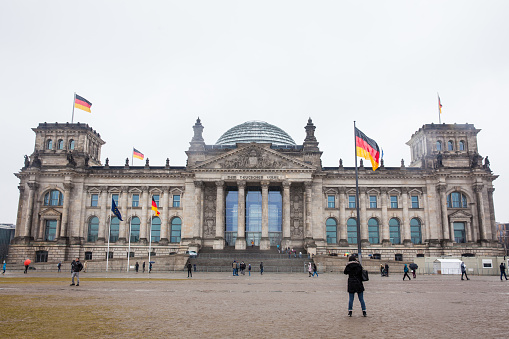 Berlin, Germany - March, 2018: Reichstag building on a cold end of winter day
