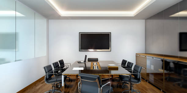 istock 3d rendering business meeting room on high rise office building 1088006500