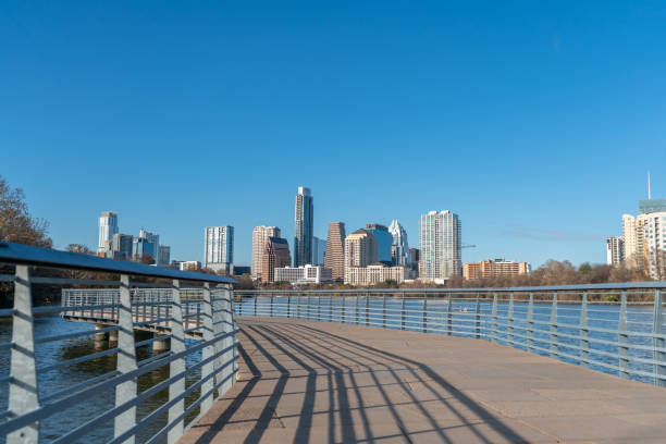 istock Austin Downtown Buildings from empty boardwalk with Clear Skies 1088030480
