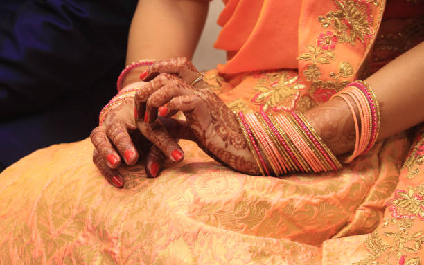istock Beautifully decorated Indian bride hands with heena 1088065354