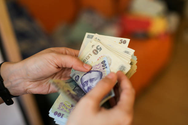 istock Banknotes of 50 and 100 Romanian Lei currency 1088067178