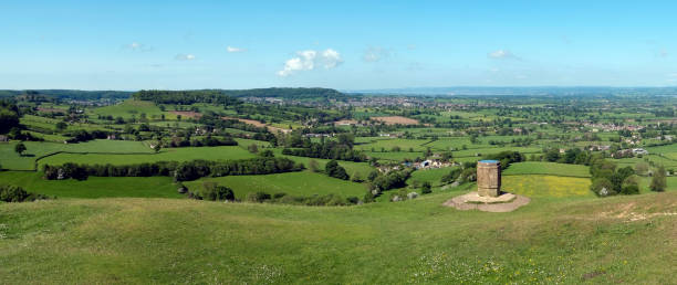 istock Panoramic views from Cotswold Way long distance footpath near the toposcope on Coaley Peak Picnic Site 1088071152