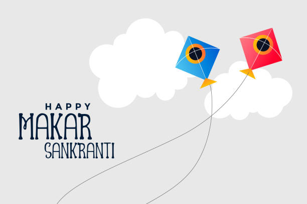 kites flying in sky makar sankranti festival kites flying in sky makar sankranti festival happy pongal pics stock illustrations