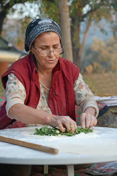 Preparing traditional turkish pastry food