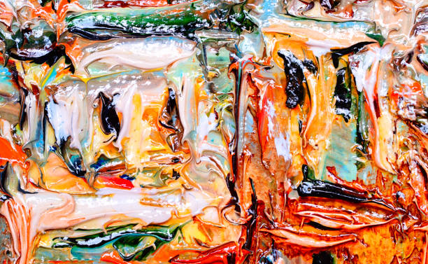 istock abstract oil paint texture on canvas, background. contemporary modern artwork, looks like two square faces portrait. 1088085968