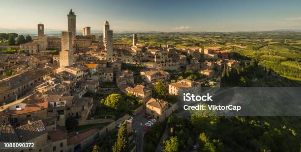 In The Very Heart Of Tuscany Aerial View Of The Medieval Town Of Montepulciano Italy Stock Photo - Download Image Now