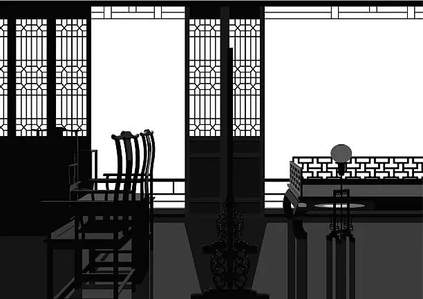 Vector illustration of Chinese style parlor