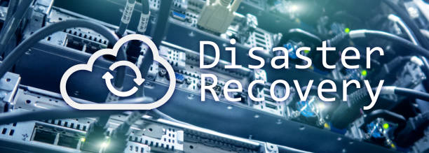 istock DIsaster recovery. Data loss prevention. Server room on background. 1088103150